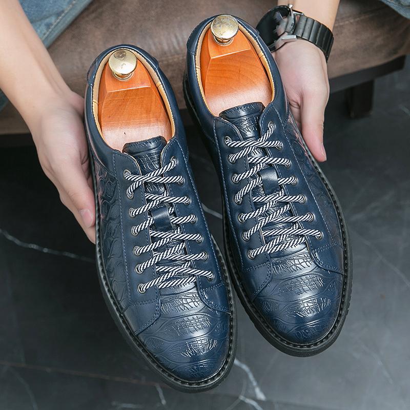 Весенние новые мужские повседневные туфли на шнуровке, кожаные туфли ручной работы, мужские кроссовки на толстой подошве, удобные кожаные туфли-оксфорды для вождения