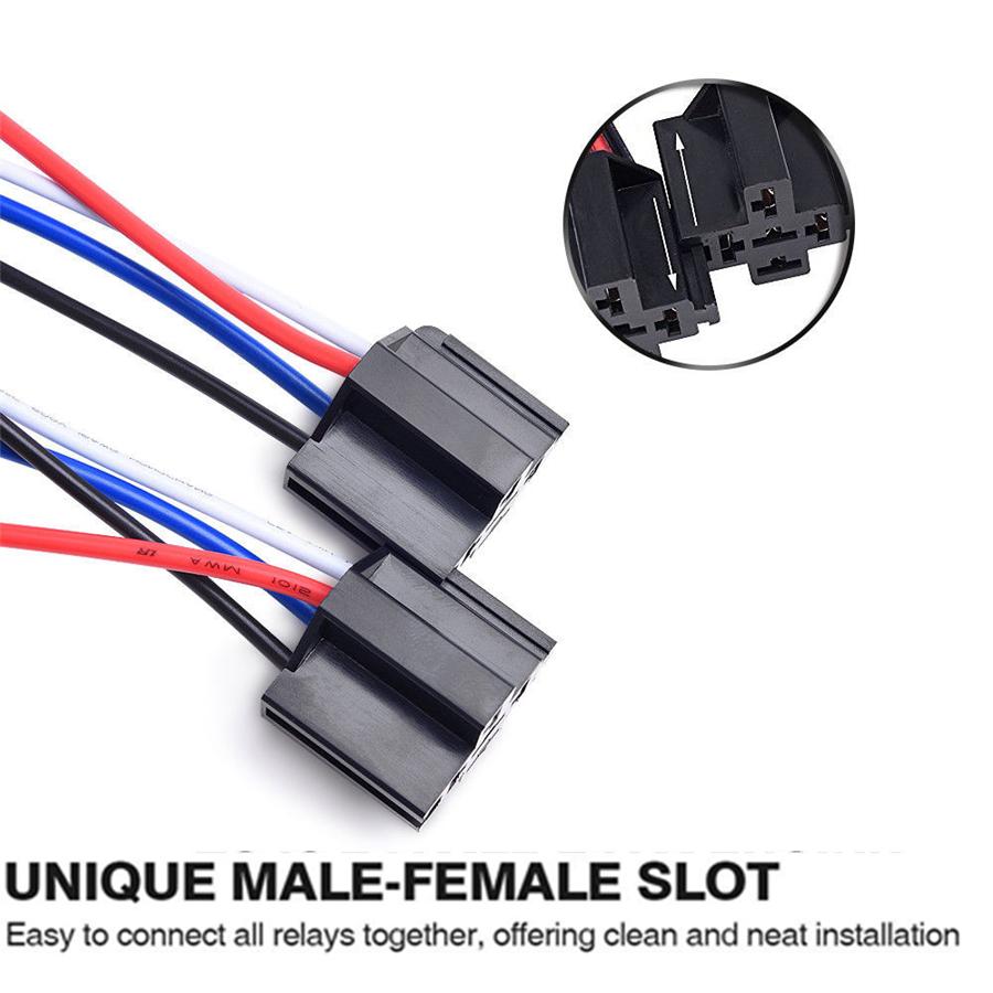 Комплект жгутов реле с предохранителем 12 В - 30 А ножевой предохранитель ATO/ATC, 4-контактные автомобильные электрические реле SPST с проводами 14 AWG повышенной прочности - 6 штук