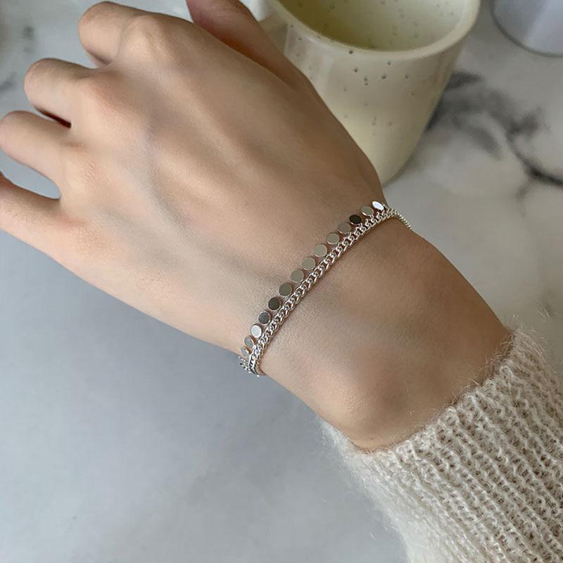 ANENJERY Женские модные ювелирные изделия, двухслойный квадратный диск с кисточками, браслет для женщин, милые темпераментные украшения ручной работы