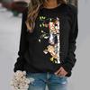 European and American Cow Pattern Printed Long Sleeve Crew-neck Hoodie Women's Wear Clothes Aesthetic Streetwear Women