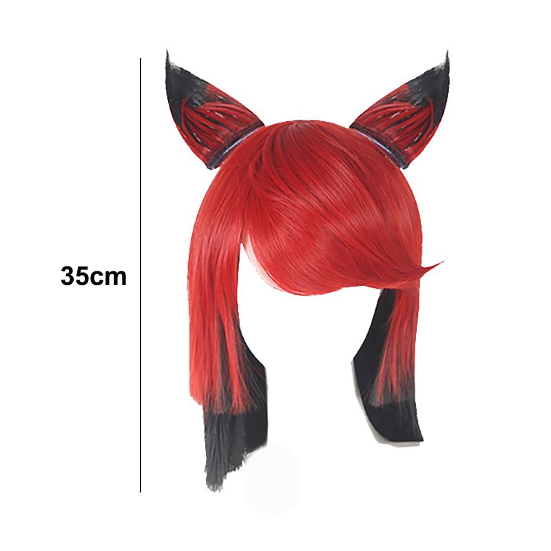 Аластор Радио-демон' Косплей-парик Персонаж Отеля Хазбин Точный Красно-серый Волос с Усиками-антеннами