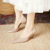 699-1 New French Hollow Stiletto Shoes Women's Nude Patent Leather Pointed High Heels Women's Outer Wear Size 35-43