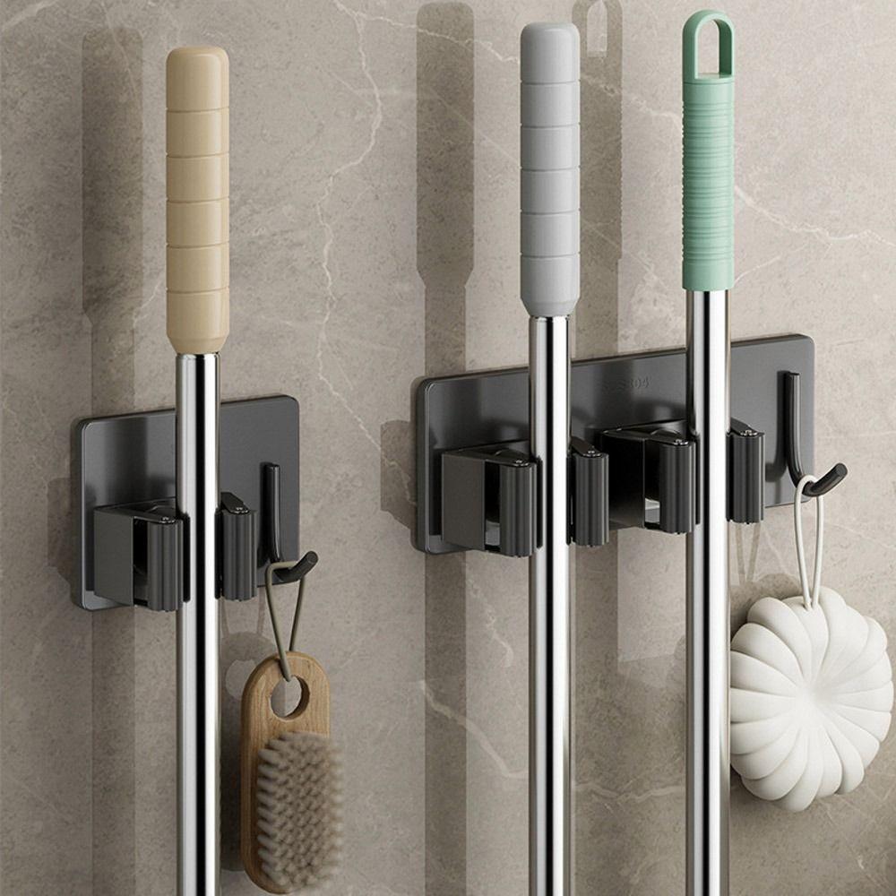Waterproof Broom Rack Wall Mounted Broom Hanger Multi-Purpose Mop Broom Holder Kitchen