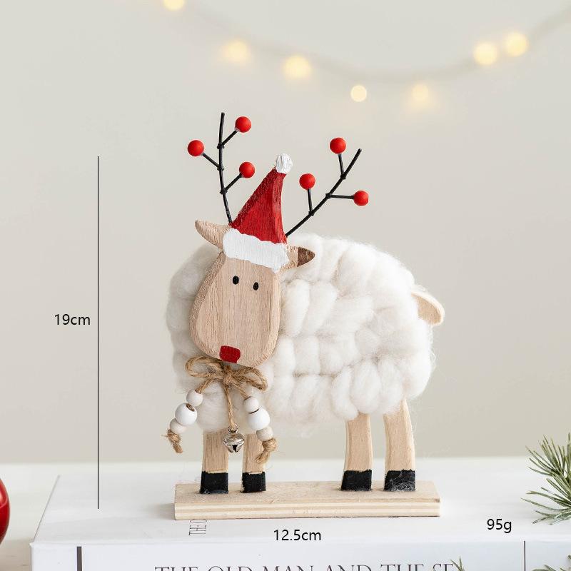 Wool Felt Nordic Ornaments Wood Christmas Tree Elk Old Man Snowman Sheep Felt Ornaments Xmas Decorations For Home Doll Decor
