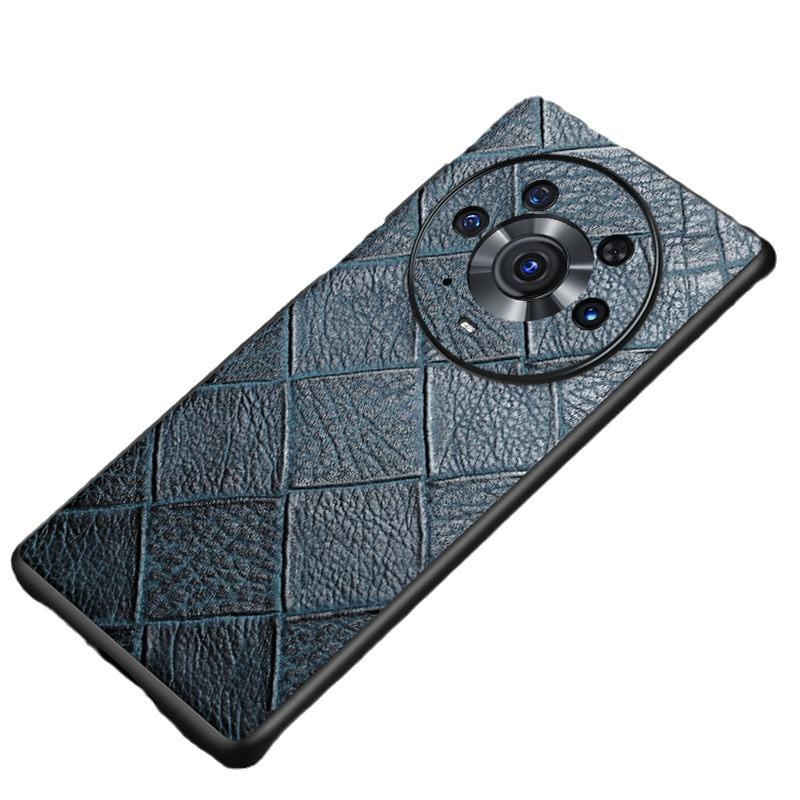 Кожаный чехол с ромбовидным узором из воловьей кожи Honor Magic 3 Pro Ultimate Edition - Полное покрытие.