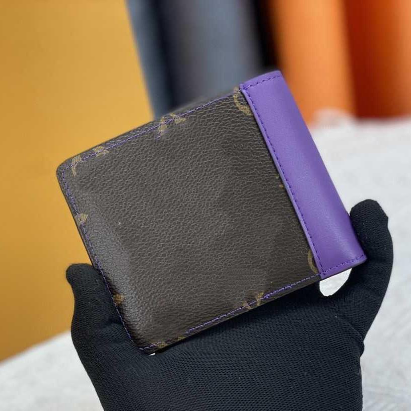 Unisex Genuine Leather Color Block Multi-Card Wallet