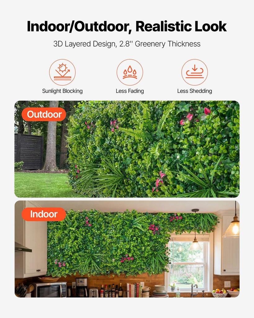Artificial Plant Wall, 16PCS 50.8 x 50.8 cm Artificial Boxwood Panels, Sun Protection Greenery Backdrop Privacy Hedge Fence, Fake Grass Wall Screen