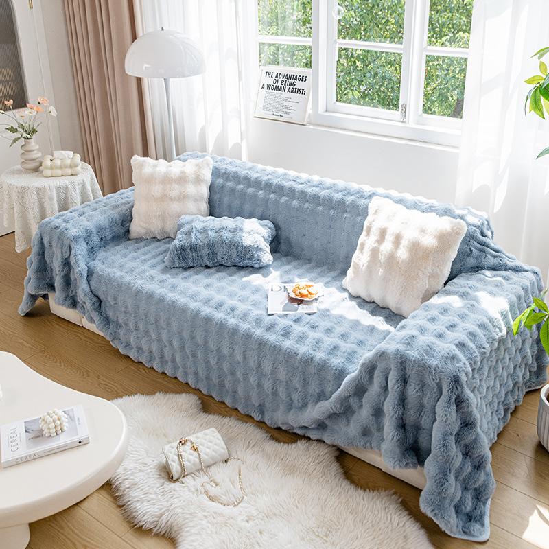 Декор комнаты, плюшевое покрывало из меха кролика, покрывало для кровати, зимний толстый теплый чехол для дивана, полотенце, одеяла для гостиной на 1/2/3/4 места