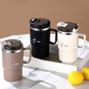 Stainless Steel Coffee Mug Insulated Water Cup with Tea Separation Straw Lid And Folding Spoon BPA-free Travel Mug
