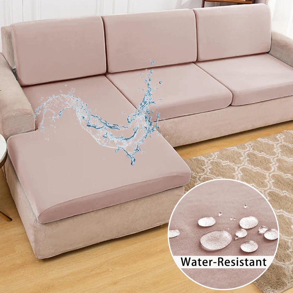 Однотонный эластичный водонепроницаемый чехол на диван из молочного шелка