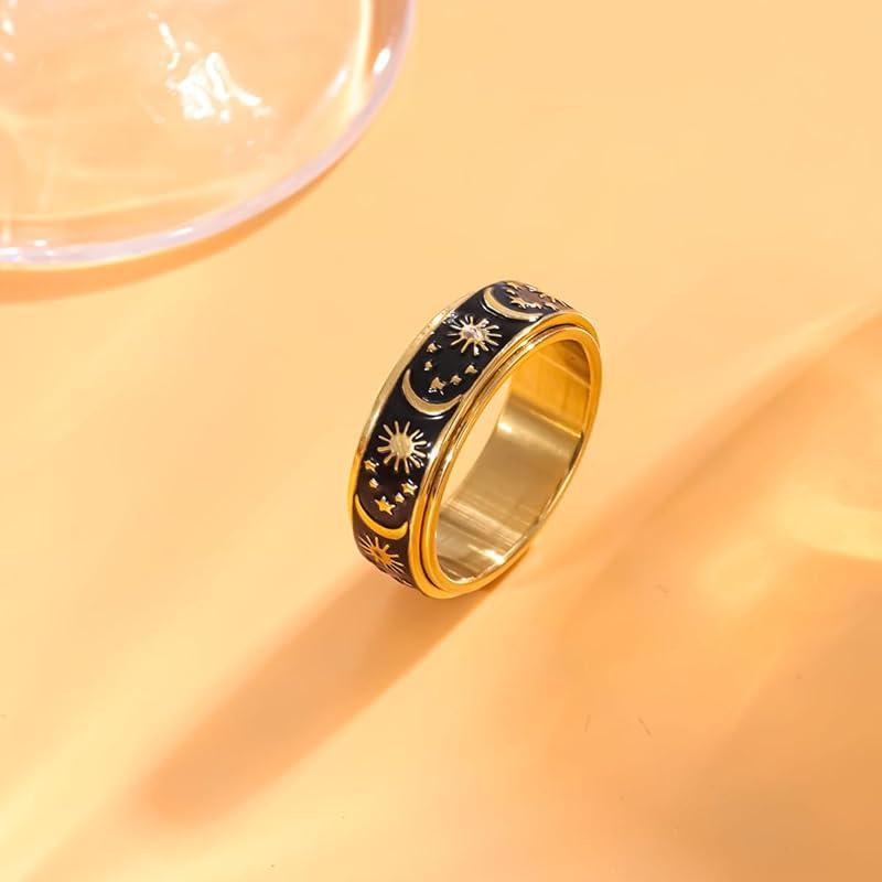 [ZAKAKA] ring men's stainless ring fashion accessories present (17, golden)