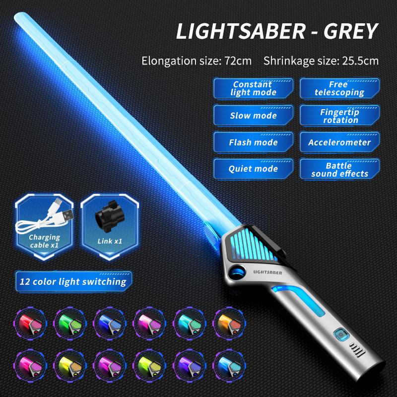 Детские разноцветные светящиеся игрушечные мечи Телескопический музыкальный лазерный меч 2-в-1 Вращающаяся игрушка-антистресс Световой меч Игрушки для детей и взрослых