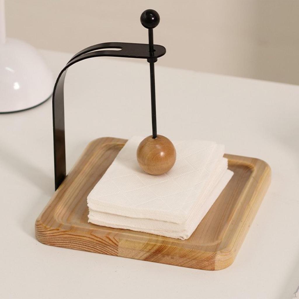 Cafe Napkin Holder Storage Rack Convenient Memos Organizer Tissue Wood Base for Dining