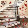 PVC Scary Footprint Decals Halloween Horror Stickers, with Spooky Handprints Footprints Printed, Self-adhesive Skeleton Wall Art Decals, for Party And