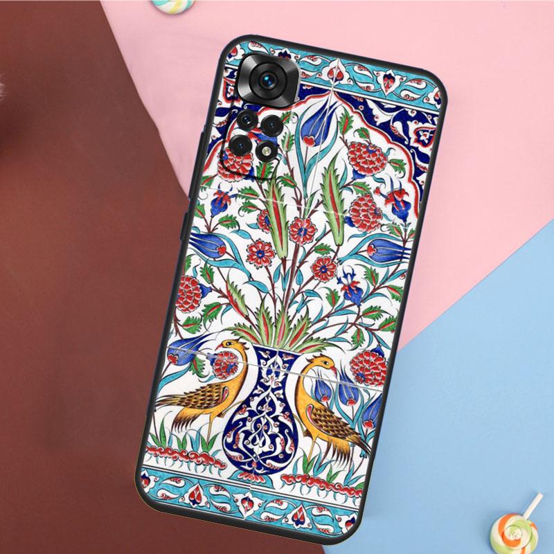 Ancient Floral Tiles Cover For Xiaomi Redmi Note 13 Pro 14 12 11 9 10 9S 10S 11S 12S Redmi 14C 10C 12C 13C Case