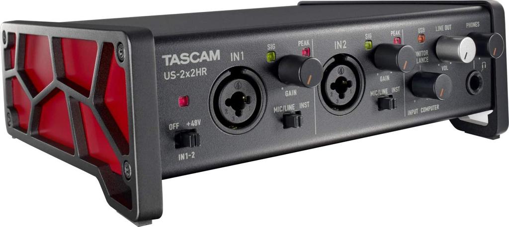 Интерфейс USB высокого разрешения TASCAM для создания музыки на YouTube, потоковая передача в реальном времени DTM US-2X2HR, 2 микрофона, 2 входа/2 выхода, 24 бит/192 кГц, аудио/MIDI