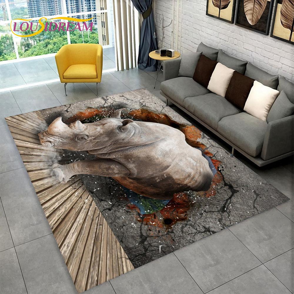 3D Visual Illusion Dinosaur Area Rug,Carpet Rug for Home Living Room Bedroom Sofa Playroom Doormat Decor,Kid Non-slip Floor Mats