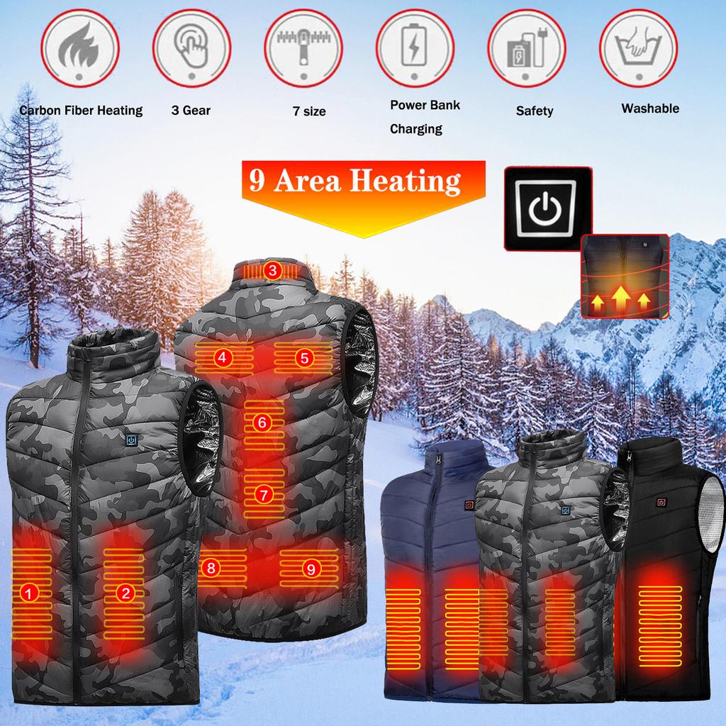 Newly Upgraded Single Control 9 Heating 3 Gear Adjustment Vest Constant Temperature Intelligent Electric Heating Vest