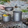 Titanium Camping Cookware Set Portable Lightweight 1-2 Person Outdoor Cooking Pot Fry Pan With Foldable Handle