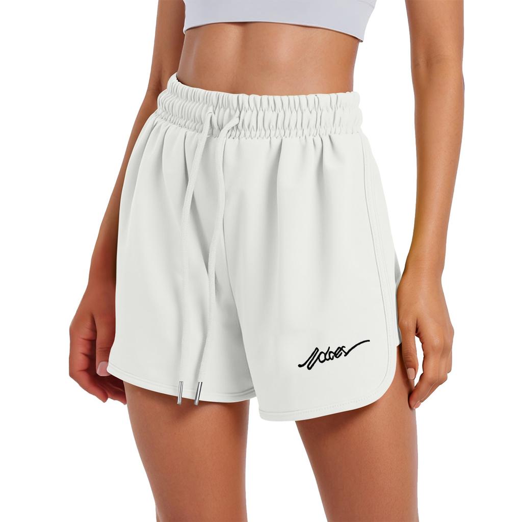 Женские спортивные шорты, повседневные свободные однотонные шорты с эластичной резинкой на талии