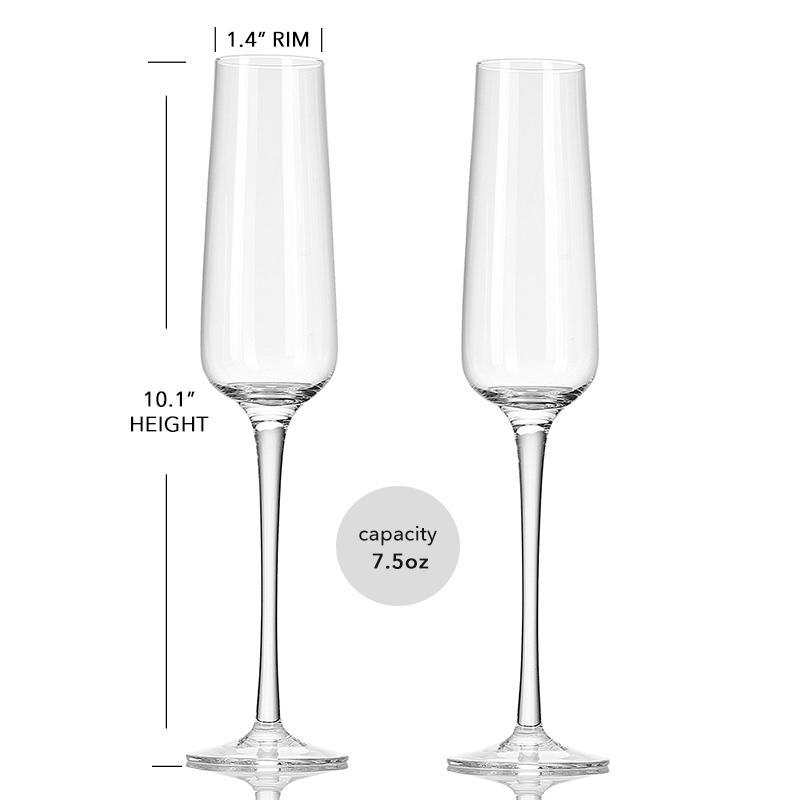 Шампанское флейты (Набор из 2/6) 7,5 унций – высокие, длинная ножка, кристально чистые, классические, можно мыть в посудомоечной машине, качественные фужеры для игристого вина