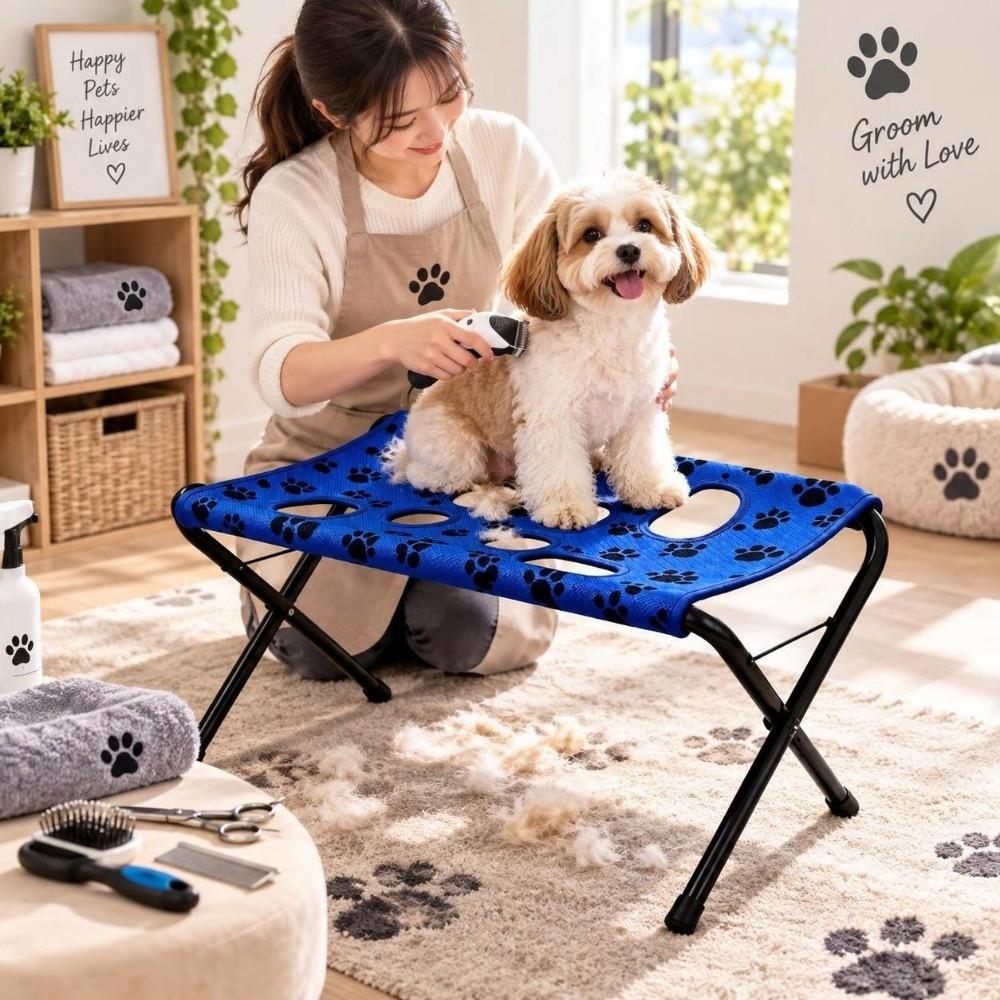 Foldable Pet Grooming Table Non-Slip Pet Grooming Hammock Mesh Grooming Platform Pet Washing