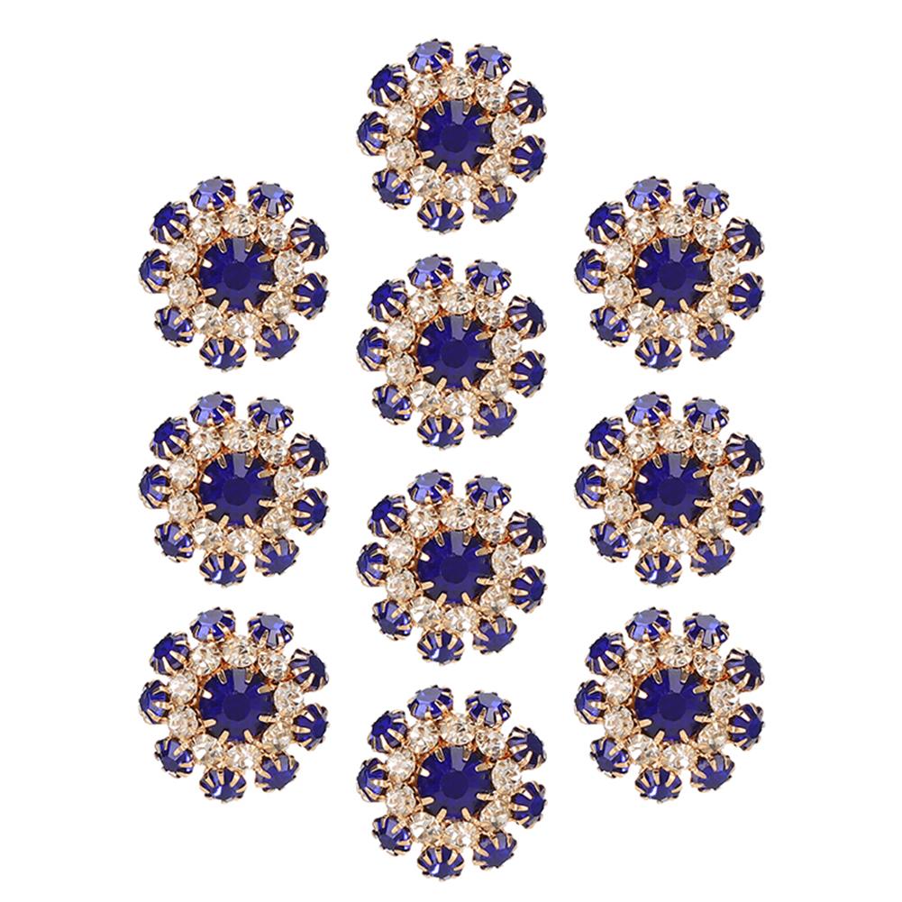 10Pcs Rhinestones Button Mushroom Shape Resin Metal Royalblue Buckle Brooch Clothes Accessories