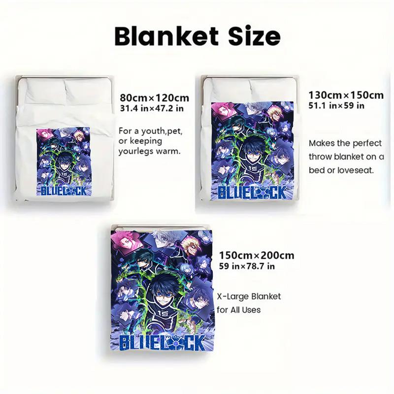 Blue Lock anime print 2D Flat Pattern Flannel Blanket High quality All Seasons Warmth and Comfort Perfect for Christmas Gifts.PMT0914420