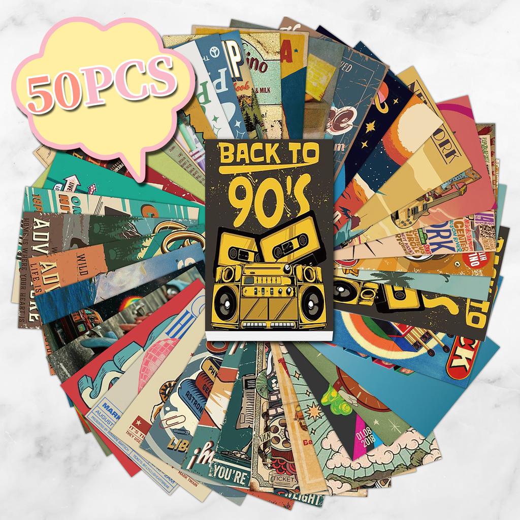 50 Vintage Outdoor Wall Cards Nordic Decorative Cards Wall Bedroom Postcards Photo Frames Wall Stickers Cards