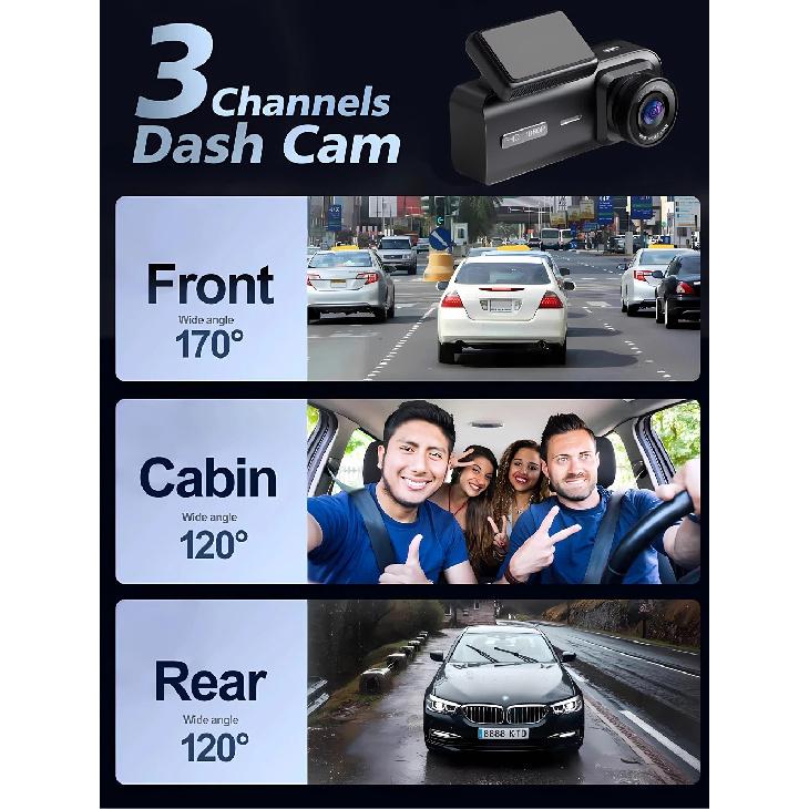 3 Channel WIFI Dash Cam HD 1080P Car Dvr Interior Vehicle Three Way Camera Mini DVRs Recorder Video Registrator Dashcam Camcord