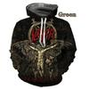 European and American Style 3D Printed Hooded Sweatshirt Men's Spring and Autumn Loose Skull Figure Clothes Teen Men's Coat Tide