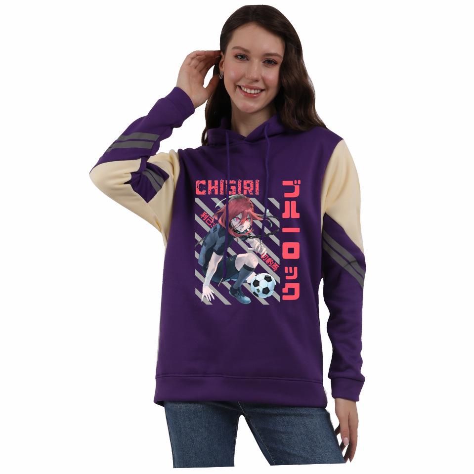 Blue Lock Anime Color Block Hoodie with Fleece for Men and Women - Autumn/Winter
