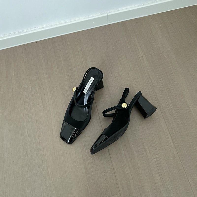 Туфли на высоком каблуке красивая сумка голова сандалии женские 2025 новая мода французский ретро квадратный носок туфли Мэри Джейн нежные