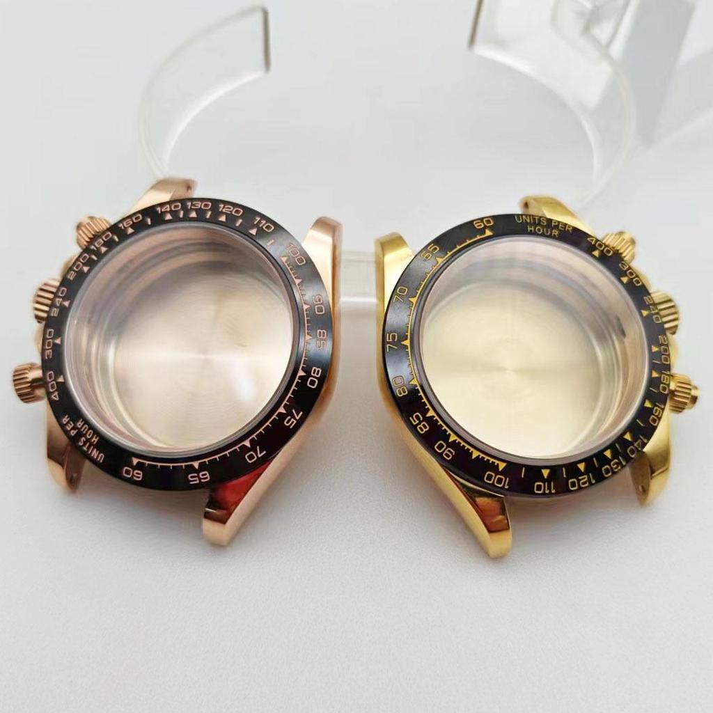 40mm Stainless Steel Quartz Watch Case with Ceramic Bezel for VK63/VK64 Movement