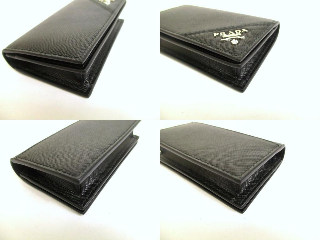 Оригинальный черный кожаный картхолдер PRADA Saffiano #a929 Восстановленный