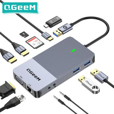 QGeeM Док-станция USB-концентратор 3.0 с тройным дисплеем, двойной HDMI VGA USB-адаптер-разветвитель для ноутбуков Xiaomi USB3.0-концентратор Аксессуары для ПК