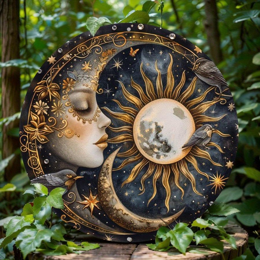 New Acrylic Double-sided Painted Sun Moon Disc Pendant Bedroom Window Easter Holiday Pendant