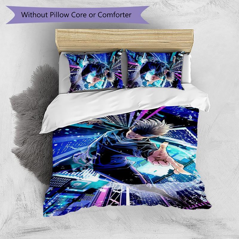 Gojo Satoru Pattern Printed 3PCS Bedding Set, Soft Skin-Friendly Washable Duvet Cover & Pillowcases Set