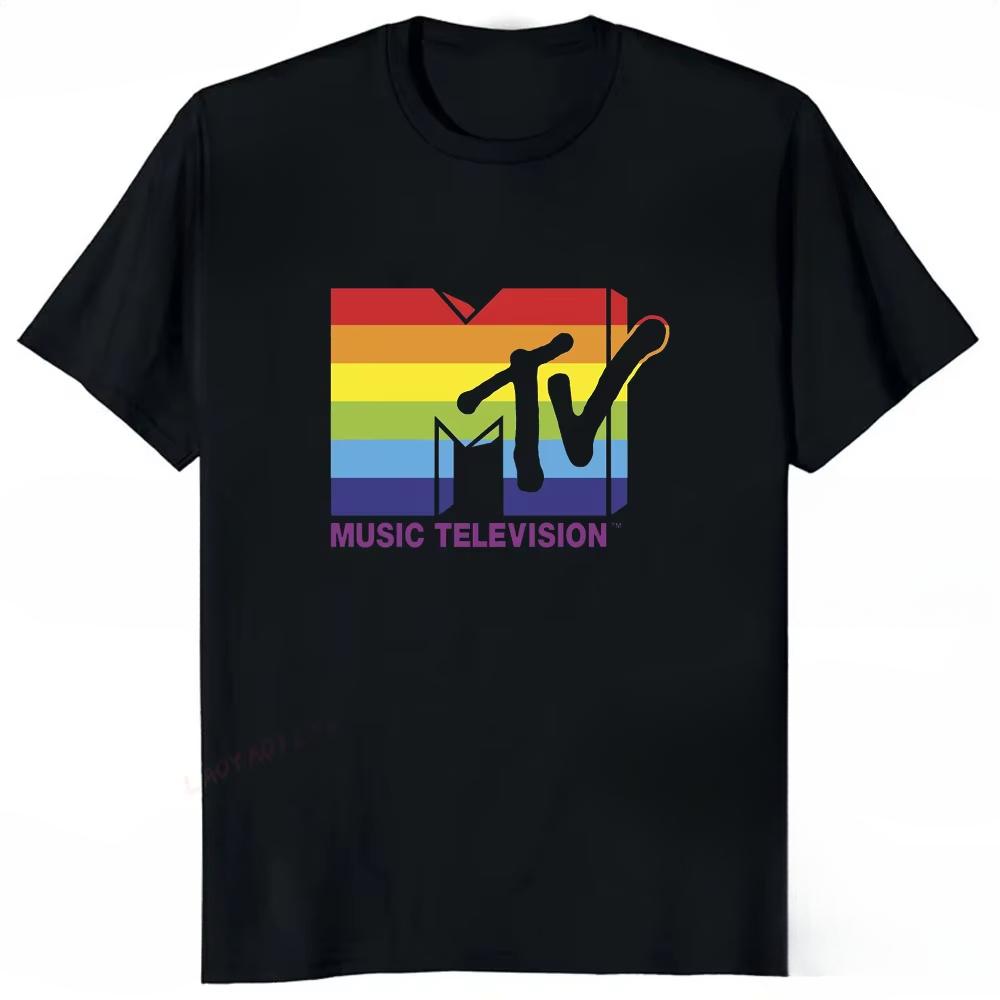 Ретро Мужская Женская Футболка Винтажный Рок Хип-Хоп Телевидение Лето Mtv Музыкальное Телевидение Графический Топ Уличная Одежда Оверсайз Свободная Повседневная Футболка
