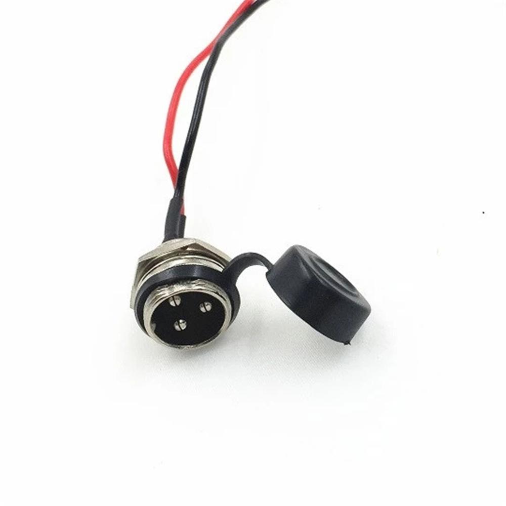 Three-hole Round Head 3 Pin Prong Charging Port Jack Socket Inline Connector Battery Charging
