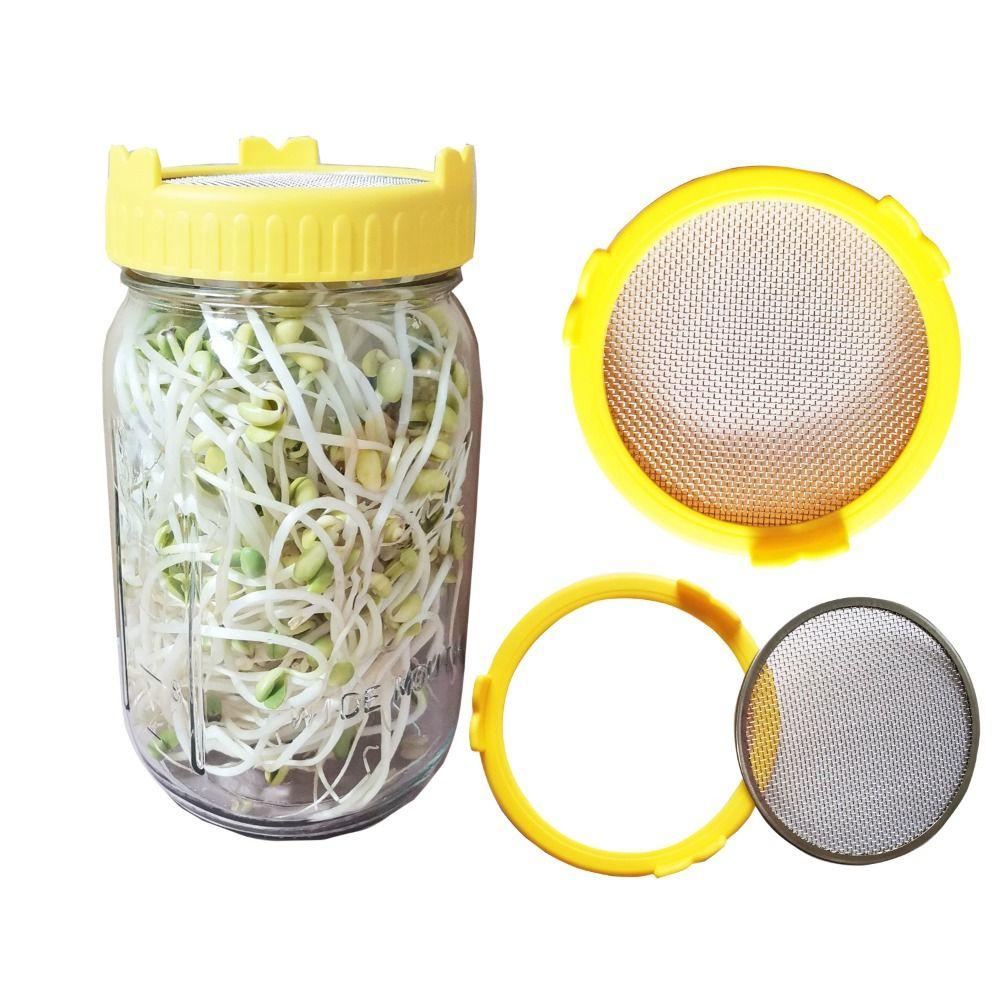 2pcs Metal Wide Mouth Tool For 86mm Jar Sprouting Lid Strainer Sealing Ring Lid Mesh Sprout Cover