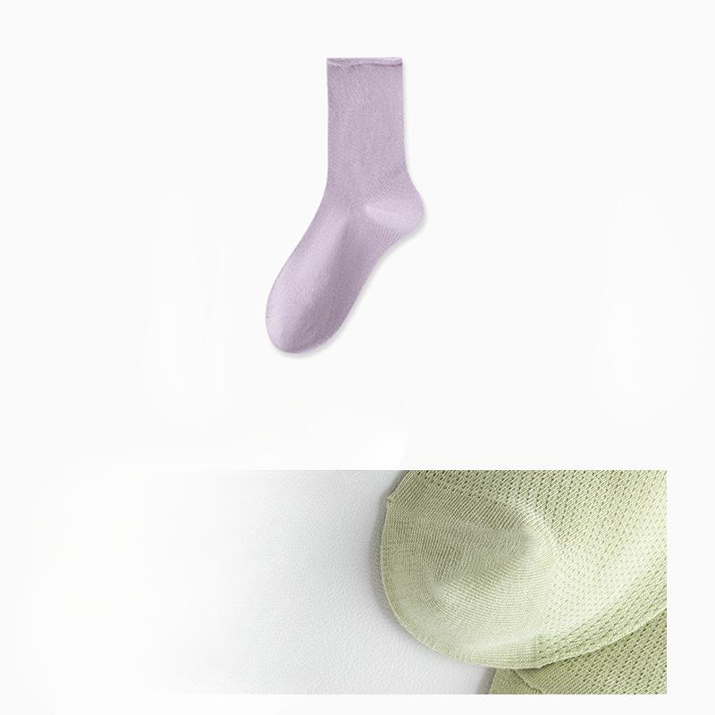 Women's Socks, Summer Thin Pure Cotton Antibacterial and Deodorizing Mid-calf Socks, Boneless Postpartum Socks