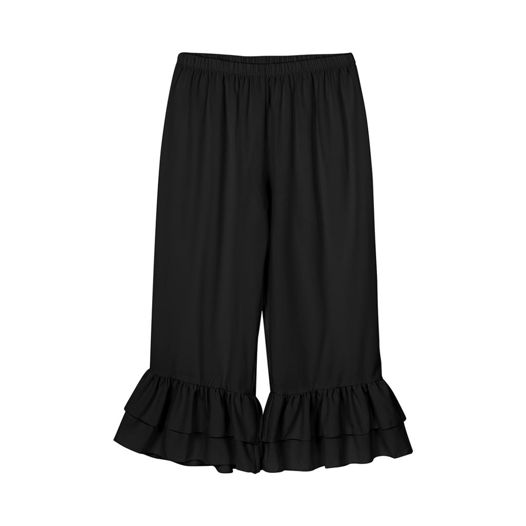 Women Retro Vintage Elastic Waist Ruffles Hem Pantaloons Bloomers Underpants Victorian Era Costume