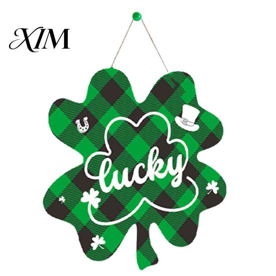 Garden Gate Hanging Ornament St. Patrick's Day Wooden Door Sign, Luck Clover Green Hat Themed Decor for Home Plaque, Decorative Ornaments Holiday