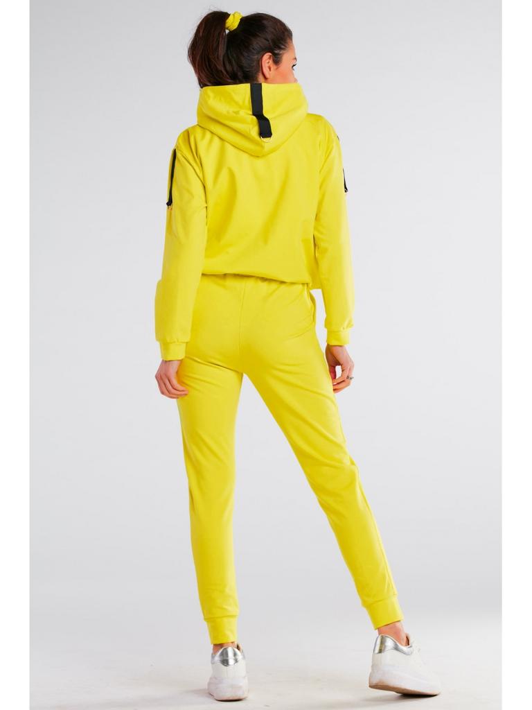Hooded sweatshirt with shoulder patches, yellow L/XL