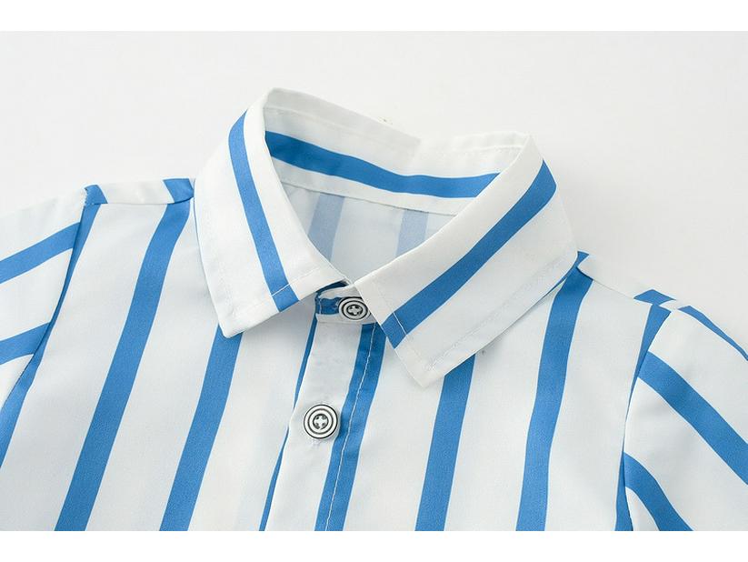 Полосатая рубашка с коротким рукавом и комбинезон для мальчиков - европейский и американский стиль