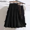 ZANZEA Женские летние юбки А-силуэта с эластичной резинкой на талии и завязывающимся узлом и оборками по подолу