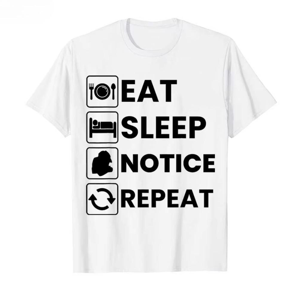 Футболка с графическим принтом Eat Sleep Notice Унисекс Унисекс Минималистичная Мягкий Хлопок Короткий Рукав Повседневная Уличная Унисекс Топы