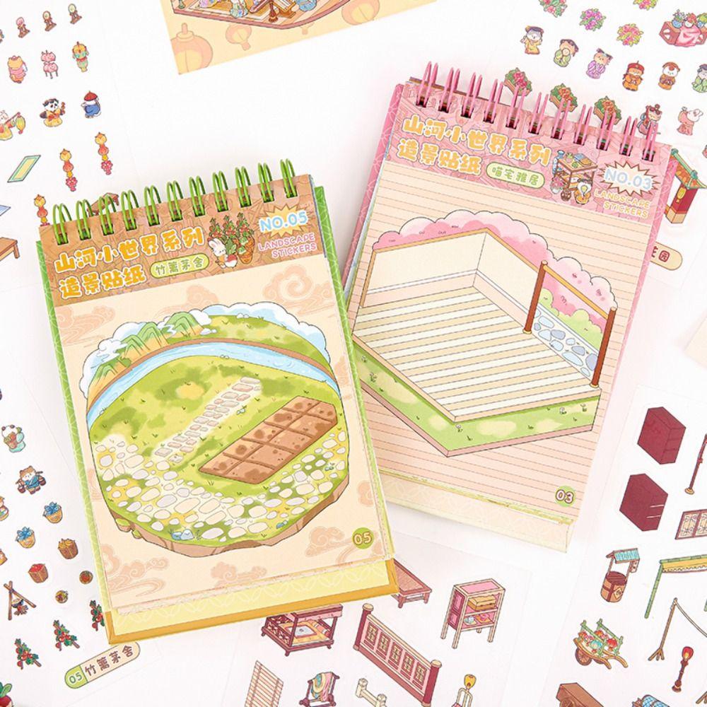 Chinese Style 3D Landscape Sticker PET Miniature Scene Collage Gift