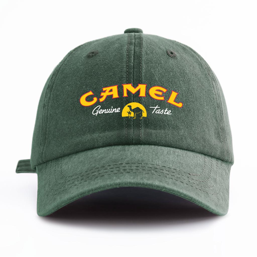 1 шт. Стильная washed бейсболка с принтом CAMEL для взрослых. Минималистичный ретро-стиль. Повседневная. Мягкая. Регулируемая. Кепка папы. Идеально в качестве подарка